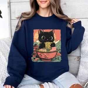 Noodle Cat Shirt, Noodle Cat Sweatshirt, Cat Lovers Tshirt, Black Cat Shirt, Gift For Friend