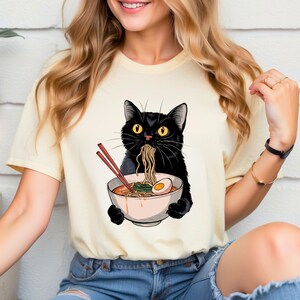 Noodle Cat Shirt, Noodle Cat Sweatshirt, Cat Lovers Tshirt, Black Cat Shirt, Gift For Friend