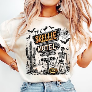 The Skellie Motel Shirt Comfort Colors Skeleton Shirt Funny Skeleton T Shirt Spooky Season Shirt Halloween Sweatshirt Trendy Halloween Shirt