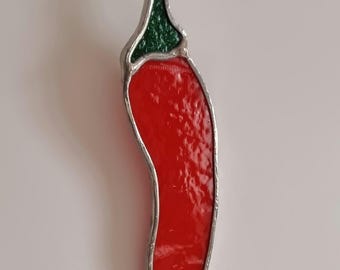 Chilli Pepper Stained Glass Hanging Ornament