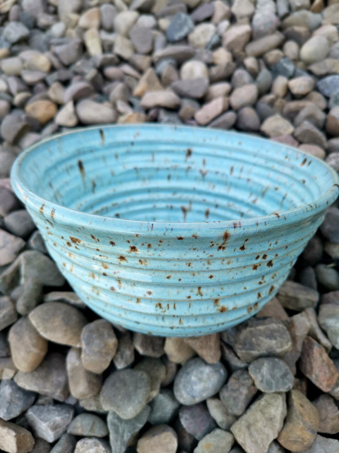 Large Speckled Blue Color Glazed Wheel Thrown Stoneware Pottery Bowl - Etsy