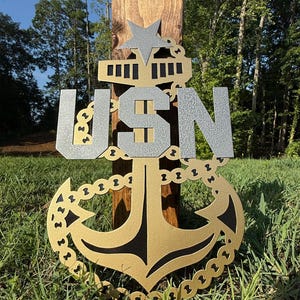 Custom Navy Rank Metal Sign | USN Military Gift | Personalized Navy Anchor Wall Art | Chief Petty Officer Rank Plaque | Navy Retirement Gift