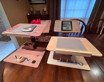 Lap Desk - Adjustable Portable All Position Lap-craft Desk - Mahogany, Red Oak, Birch, or Walnut