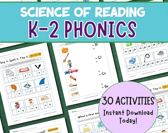 K-2 Phonics Science of Reading Bundle | No-Prep Learning
