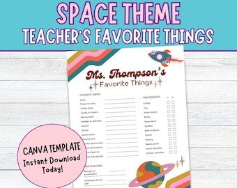 Space Theme Teacher Favorites Survey | Back to School Template