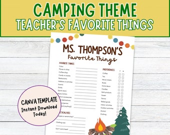 Camping Teacher Survey Template | Teacher Appreciation Form