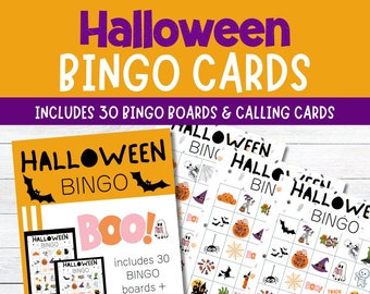 Halloween Bingo Cards for Kids Printable Fun Halloween Party Classroom Game Halloween Activity for Homeschool Fall Theme Bingo Game Family