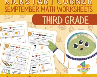 3rd Grade September Math Activities | Print & Go Worksheets | Kickstart Corner