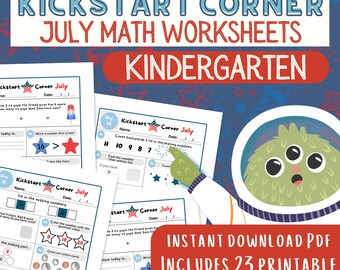 Kindergarten July Math Activities | Print & Go Worksheets