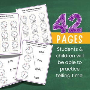 1st-3rd Grade Telling Time Activities | Print & Go Worksheets - Etsy