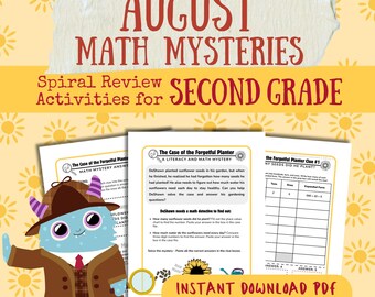 2nd Grade August Math Mysteries | Back to School Detective Games