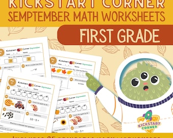 1st Grade September Math Activities | Print & Go Worksheets | Kickstart Corner