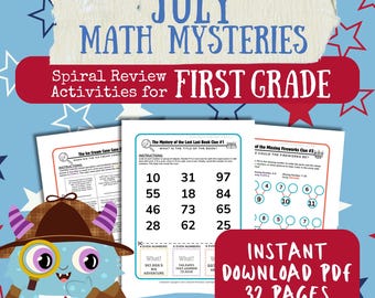 1st Grade July Math Mysteries | Summer Detective Games