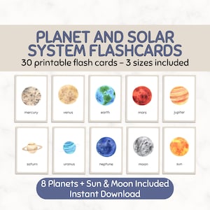 Flashcards du système solaire pour enfants | Cartes d'apprentissage spatial
