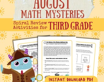 3rd Grade August Math Mysteries | Back to School Detective Games