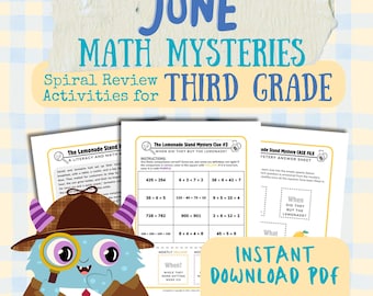 3rd Grade Math June Mystery Activities | Detective Games