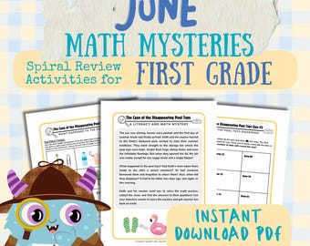 1st Grade Math June Mystery Activities | Detective Games