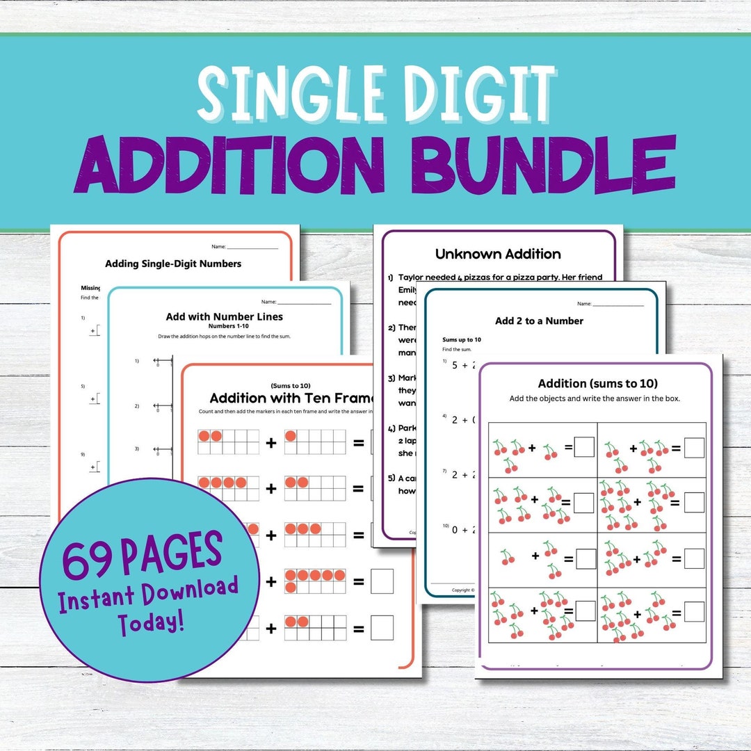 Kindergarten Math Addition Worksheets | No-prep Learning Bundle - Etsy