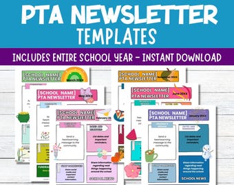 PTA PTO Newsletter Templates | Editable Canva Bundle