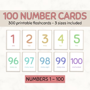 100 cartes-chiffres de 1 à 100, cartes de comptage pour enfants d'âge préscolaire, cartes de chiffres 1-100 pour la décoration de la salle de classe, ressources pour l'école à la maison