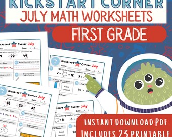 1st Grade July Math Activities | Print & Go Worksheets
