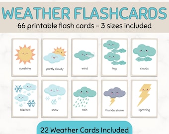 Weather Flashcards for Preschool | Cartoon Daily Learning Cards