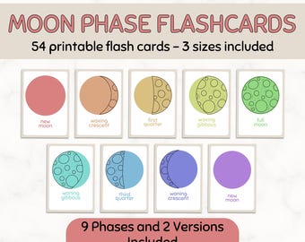 Lunar Cycle Flashcards for Kids | Moon Phase Learning Cards