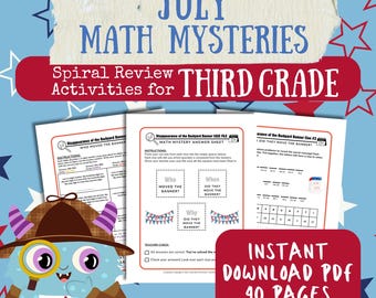 3rd Grade July Math Mysteries | Summer Detective Games