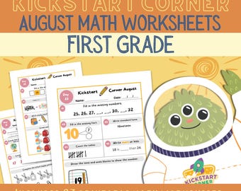 1st Grade August Math Activities | Print & Go Worksheets | Kickstart Corner