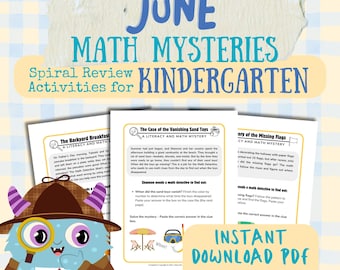 Kindergarten Math June Mystery Activities | Detective Games