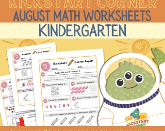 Kindergarten August Math Activities | Print & Go Worksheets | Kickstart Corner
