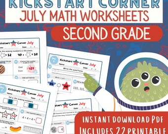 2nd Grade July Math Activities | Print & Go Worksheets