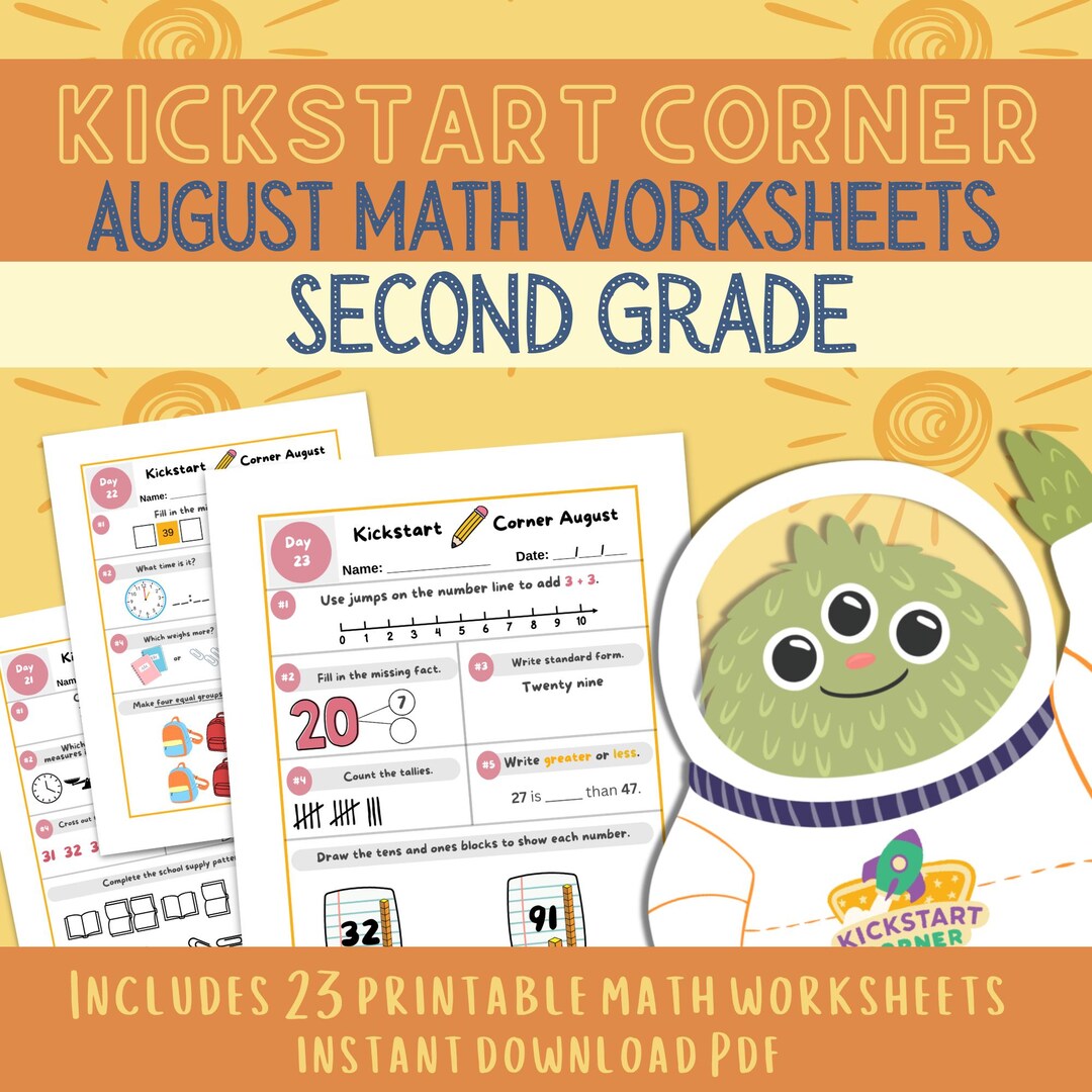 2nd Grade August Math Activities | Print & Go Worksheets | Kickstart ...