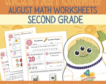 2nd Grade August Math Activities | Print & Go Worksheets | Kickstart Corner