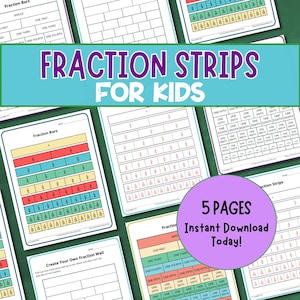 Fraction Strips Worksheet Bundle Kids Homeschool Math Resources 2nd 3rd Grade Kids Fractions Operations Games Fractions Activities Math