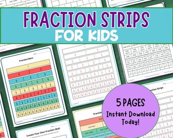 Fraction Strips Worksheet Bundle Kids Homeschool Math Resources 2nd 3rd Grade Kids Fractions Operations Games Fractions Activities Math