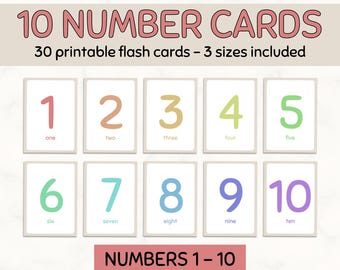Number Flash Cards 1 to 10, Preschool Counting Flash Cards, Number Cards 1-10 for Classroom Decoration, Homeschooler Resources