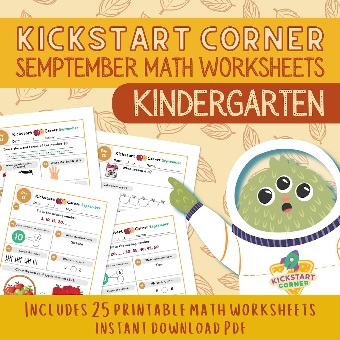 Kindergarten September Math Activities | Print & Go Worksheets ...