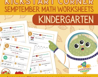 Kindergarten September Math Activities | Print & Go Worksheets | Kickstart Corner