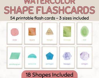 Shapes Flashcards for Toddlers | Watercolor Learning Cards