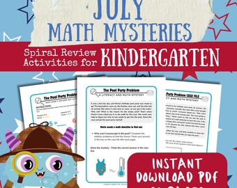 Kindergarten July Math Mysteries | Summer Detective Games
