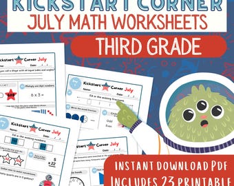 3rd Grade July Math Activities | Print & Go Worksheets