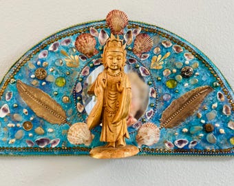 Sacred Mosaic Home Decor Featuring Quan Yin - Spiritual  wall Art hand made