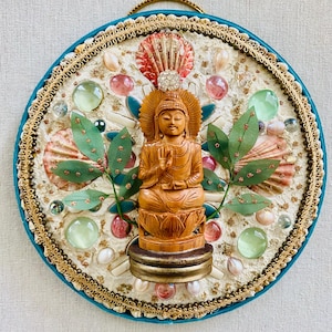 Peaceful Buddha radiant mosaic healing mandala wall art spiritual home decor sacred art  altar