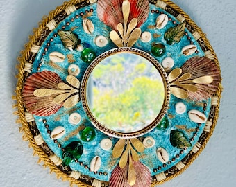 Magical Mosaic Mirror: Mixed Media Sacred Wall Art with Shell Inlay