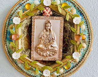 Sacred Mosaic Home Decor Featuring Quan Yin - Spiritual Art hand made