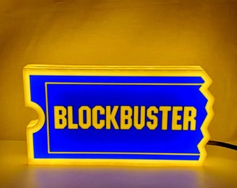 Blockbuster Logo LED Light Box Sign Lamp USB Powered 3D Print