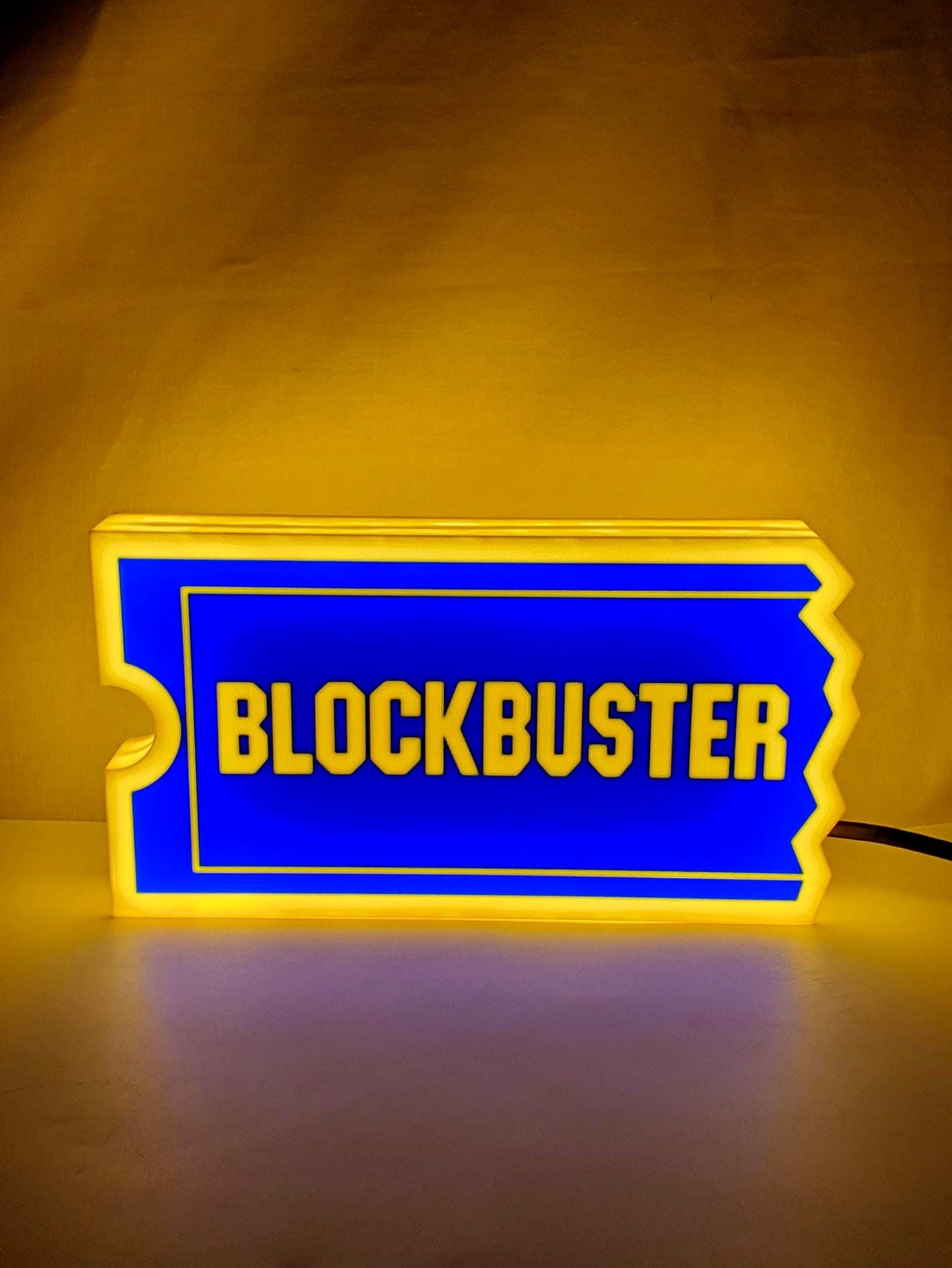 Blockbuster Logo LED Light Box Sign Lamp USB Powered 3D Print