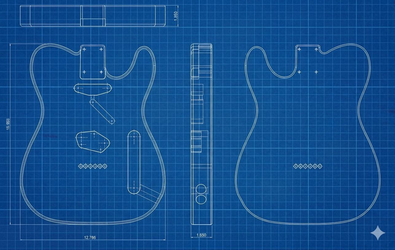 Fender Telecaster 3D Model | CNC Files, Luthier Templates (digital ...