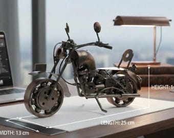 Handmade Steampunk Motorcycle Sculpture – Industrial Scrap Metal Art